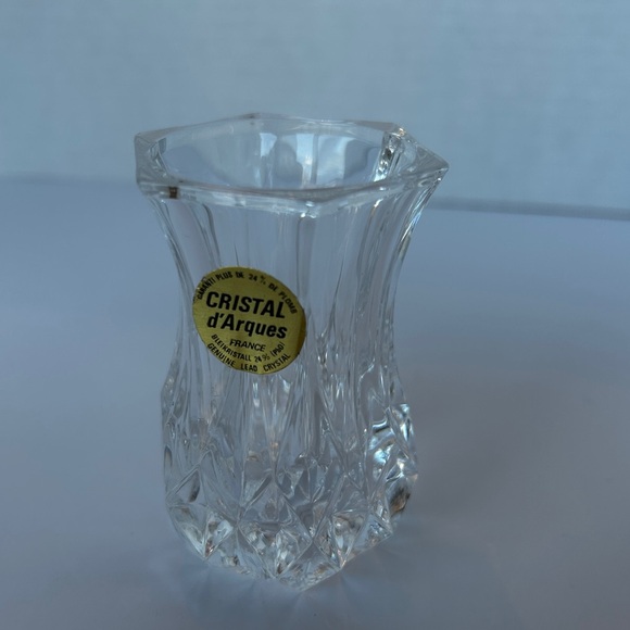 Cristal D' Arques France Genuine Lead Crystal Vase 3 1/4 inches tall - Picture 4 of 8